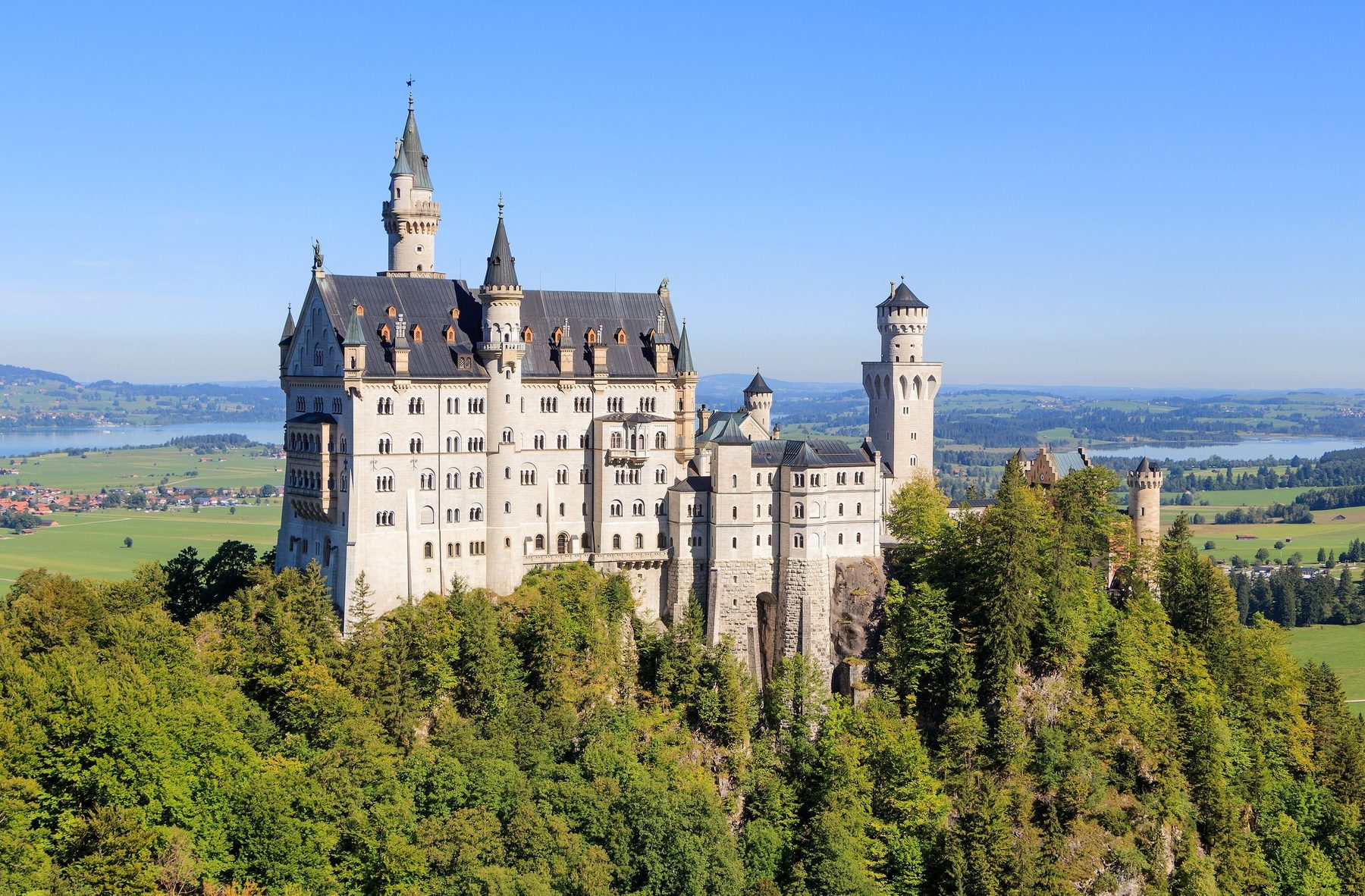 Neuschwanstein Castle from Marienbrücke in warm afternoon light